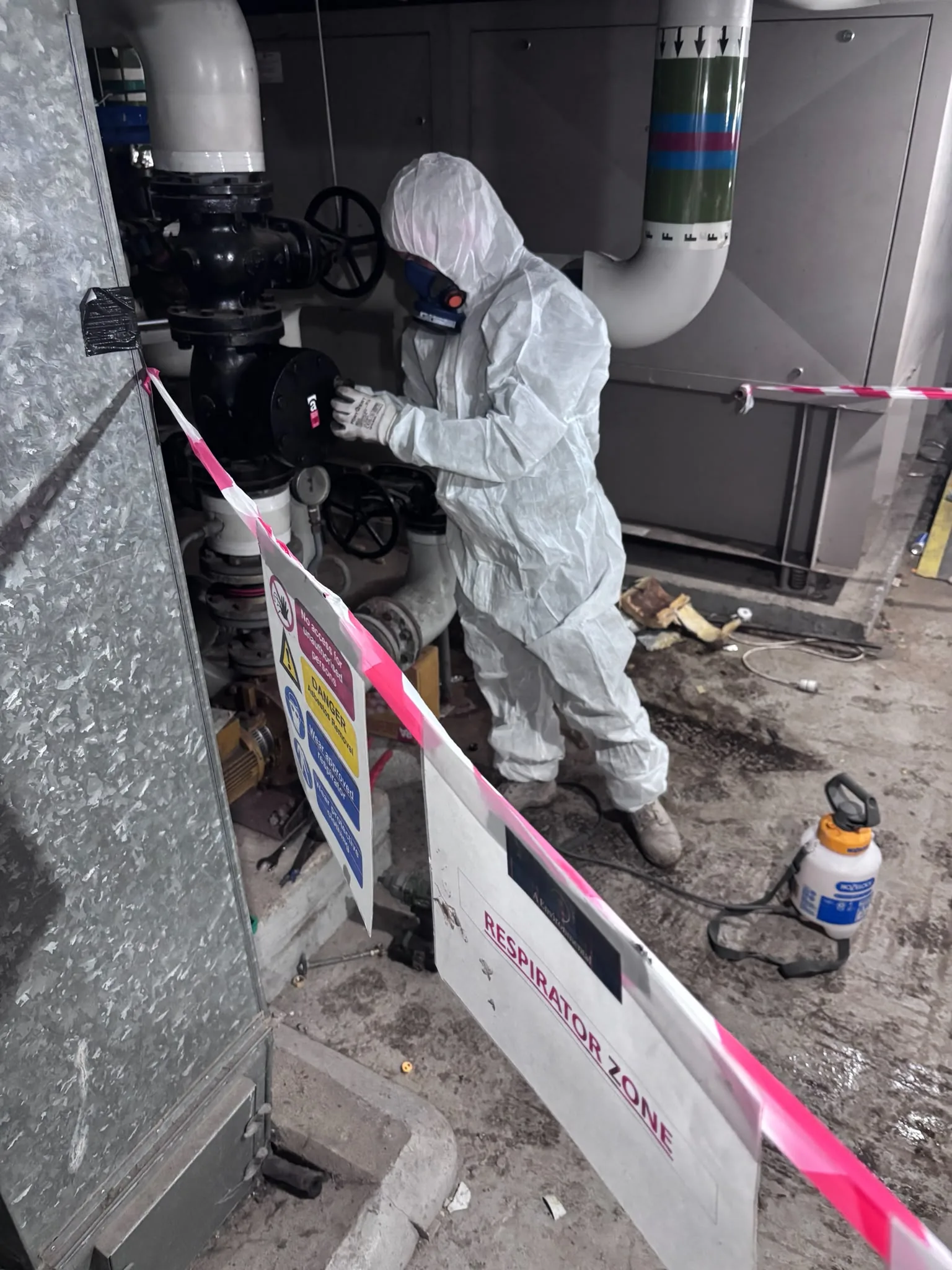 Asbestos artex removal from concrete soffit in Regent's Park